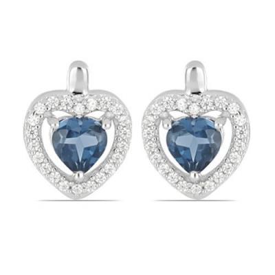 BUY LONDON TOPAZ GEMSTONE HALO HEART EARRINGS IN 925 SILVER – BULK JEWELRY SUPPLIER USA